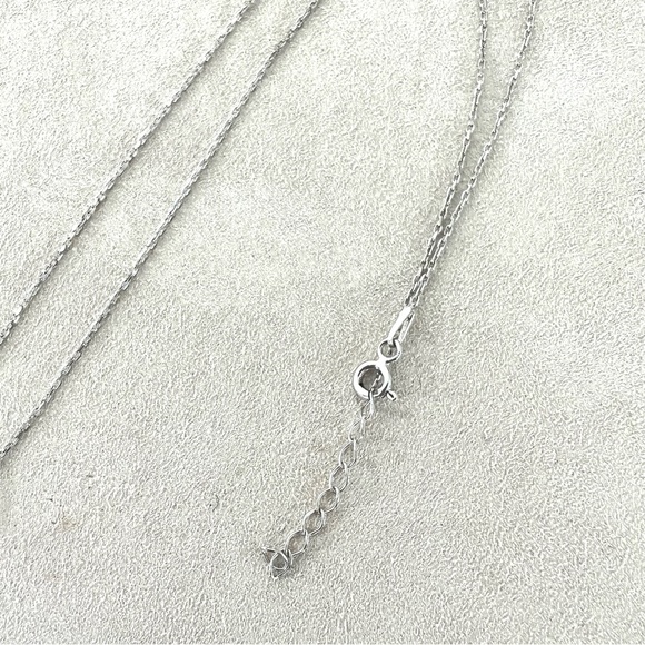 FLOWER Dainty 925 Sterling Silver Blue Clear Rhinestone Adjustable Necklace - Picture 9 of 9